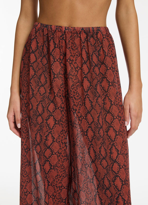 Python Crinkle Wide Leg Pant - Spice