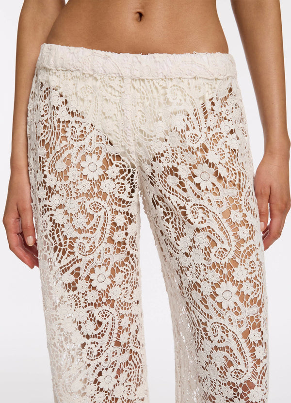 Velana Lace Wide Leg Pant - Cream