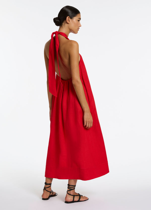 Jetset Low Back Halter Dress - Rosso