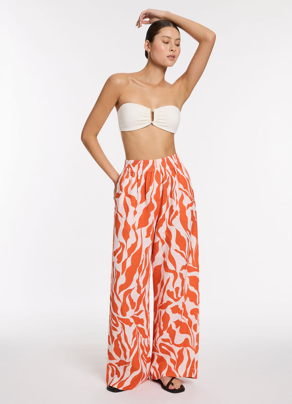 Sereno Ditsy Wide Leg Pant - Coral