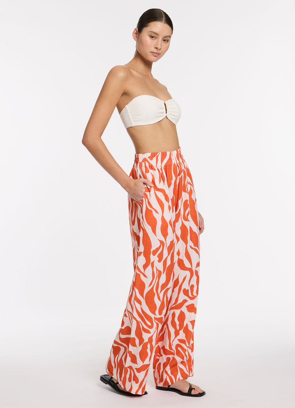 Sereno Ditsy Wide Leg Pant - Coral