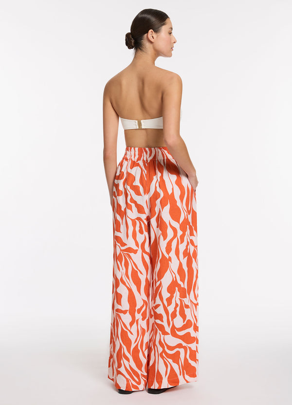 Sereno Ditsy Wide Leg Pant - Coral