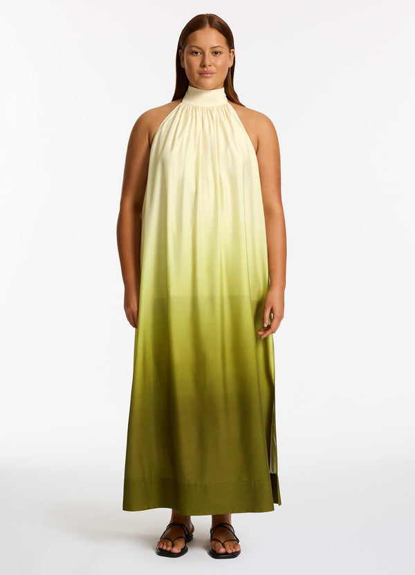 Acacia Haze Halter Maxi Dress - Eucalyptus