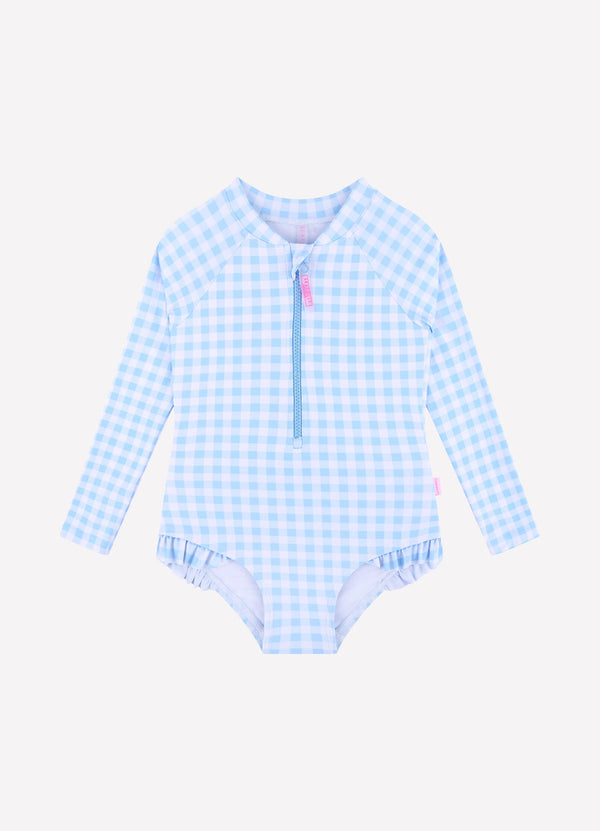 Gingham Sunsuit - Placid Blue