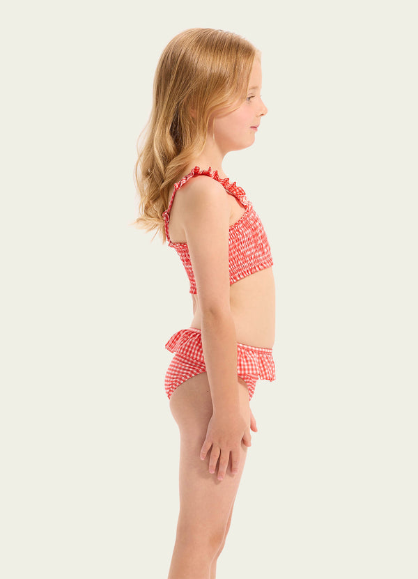 Gingham Shirred Bikini Set