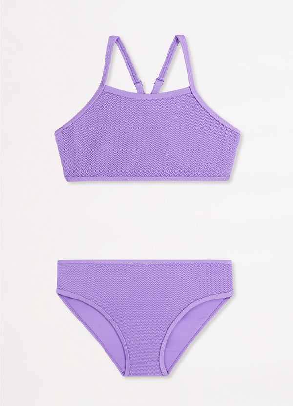 Girls Crossover Back Bikini Set  - Lilac