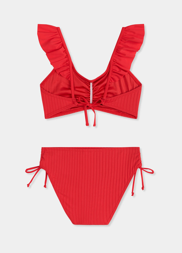 Girls Ruffle Bikini  - Chilli Red