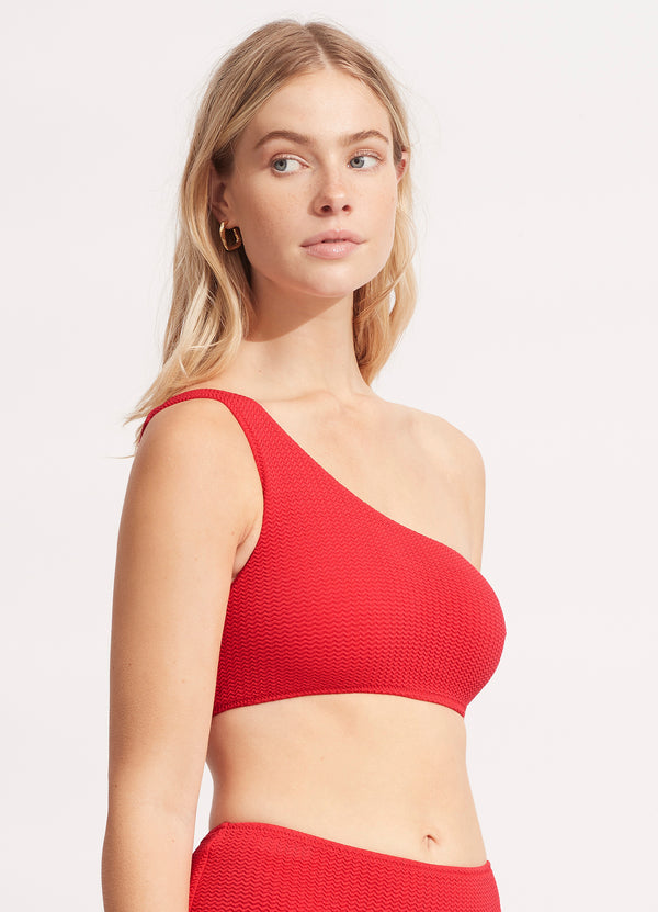 Sea Dive One Shoulder Top - Chilli Red