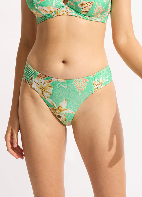 Eden Ruched Side Retro Bikini Bottom - Mint