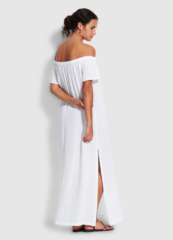 Double Cloth Strapless Dress - White