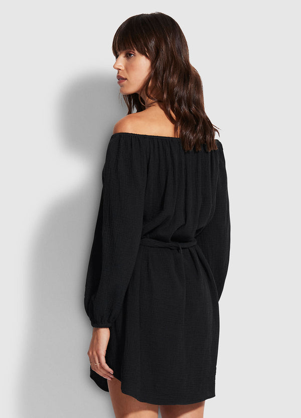 Double Cloth Summer Cover Up  - Black