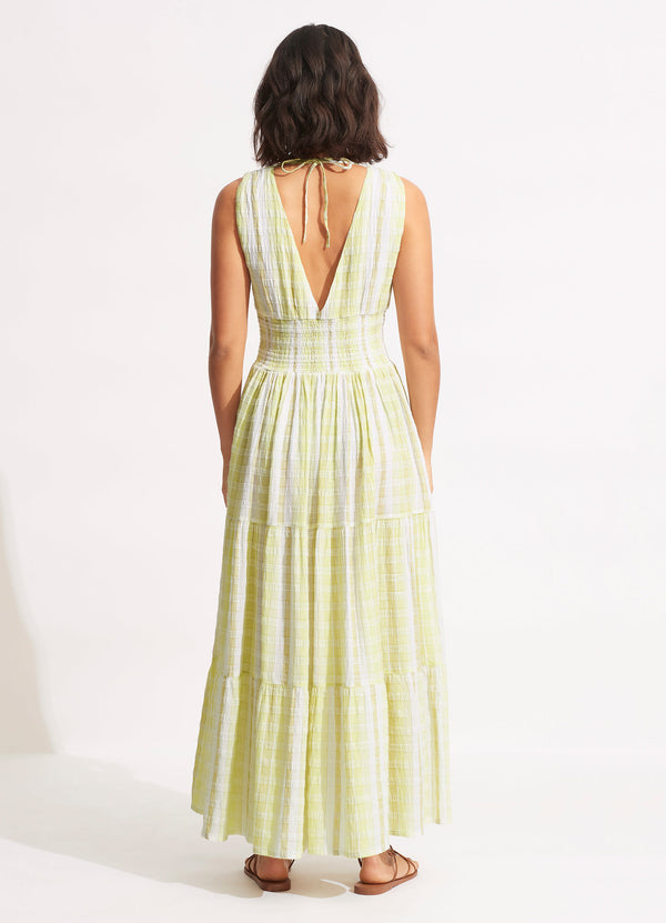 Textured Gingham Maxi Dress - Wild Lime
