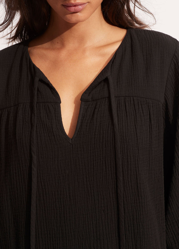 Fallow Textured Cotton Cover Up - Black