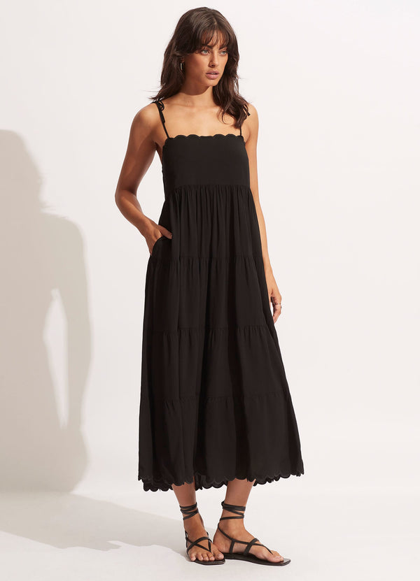 Gia Scallop Midi               - Black