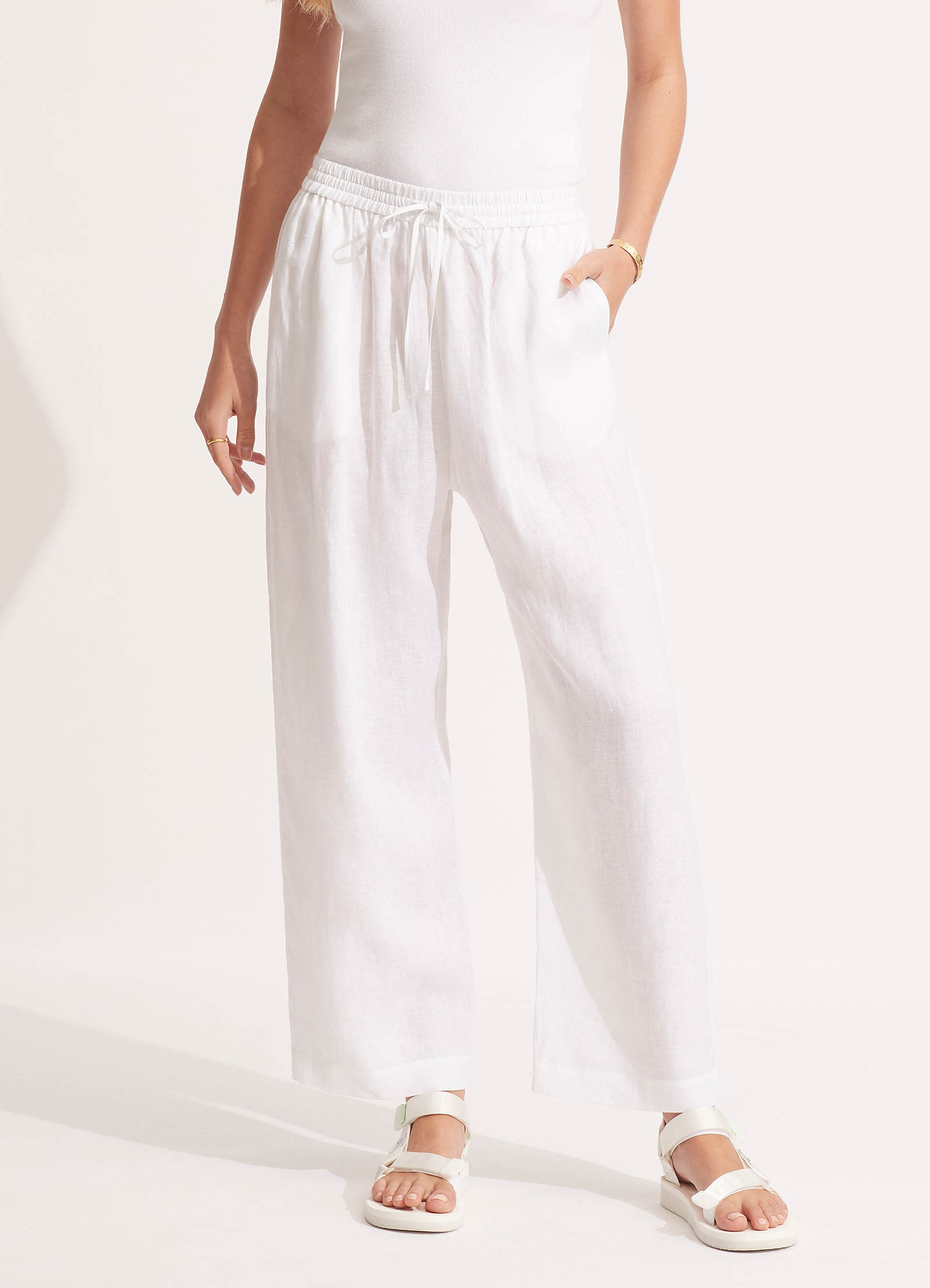 White flowy hot sale linen pants