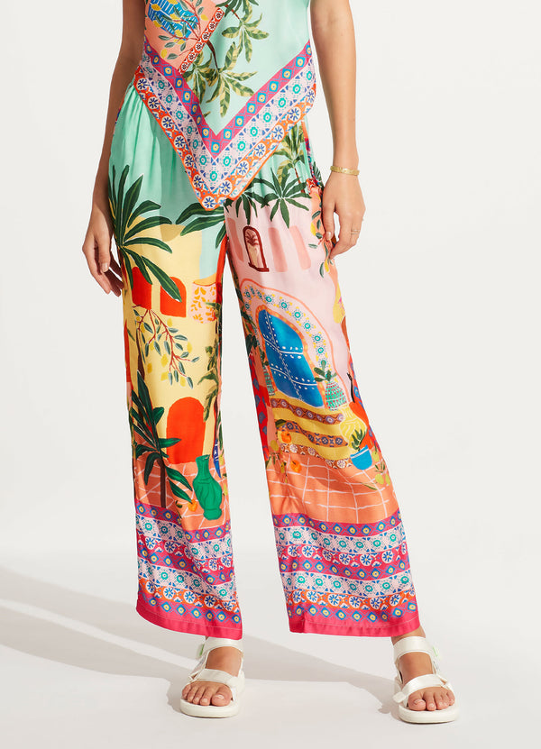 On Vacation Silk Pant - Azure