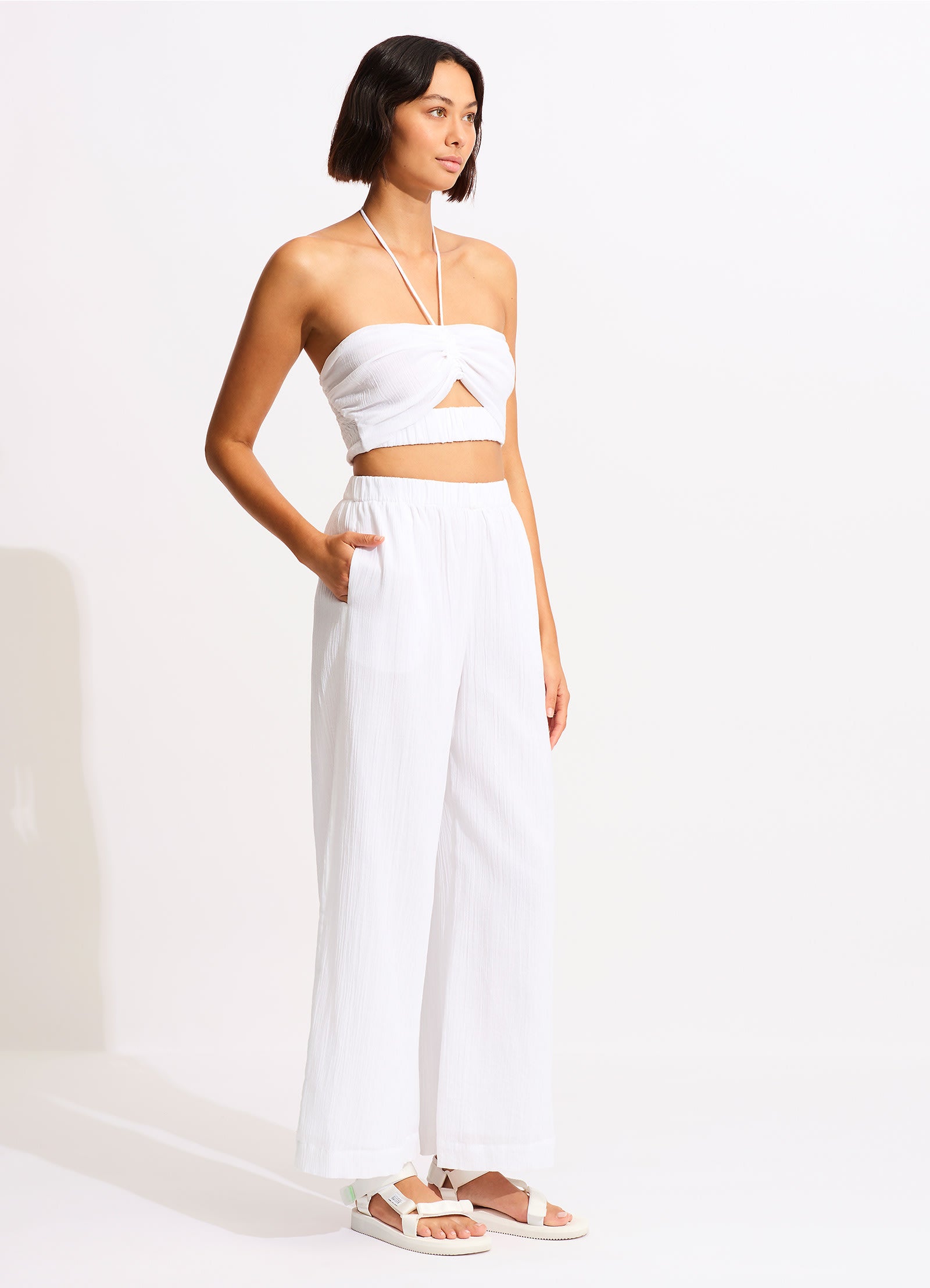 White wide leg hot sale beach trousers