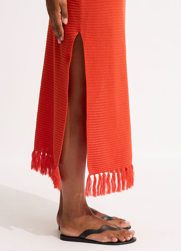 Maxi Knit Cover Up - Tamarillo