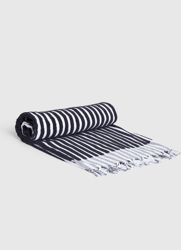 Marina Stripe Towel - True Navy