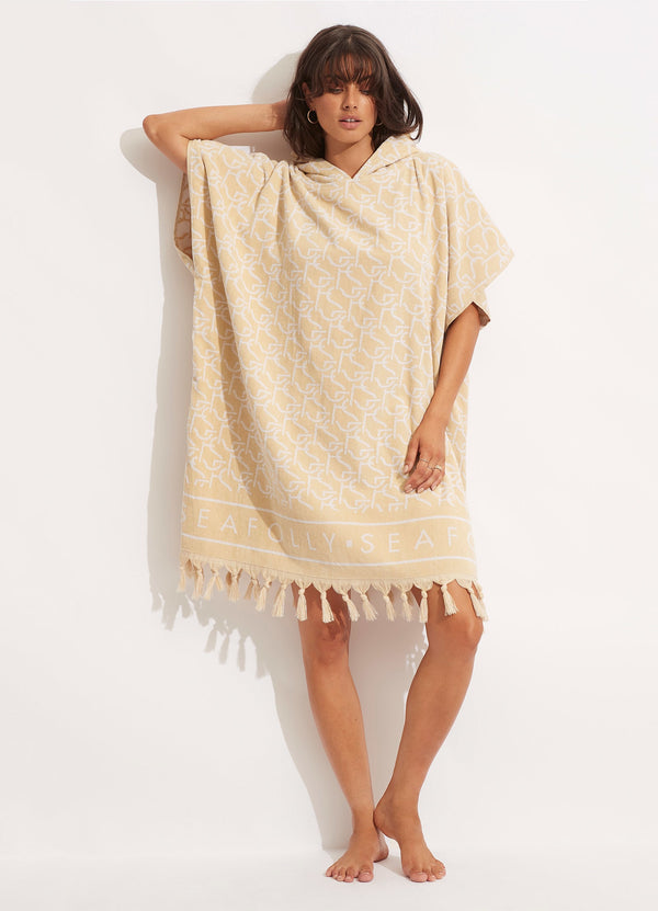 SF Monogram Towel Poncho - Natural