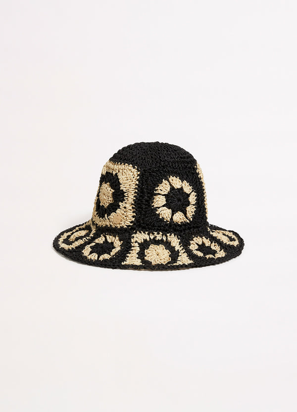 Crochet Hat - Black/Natural