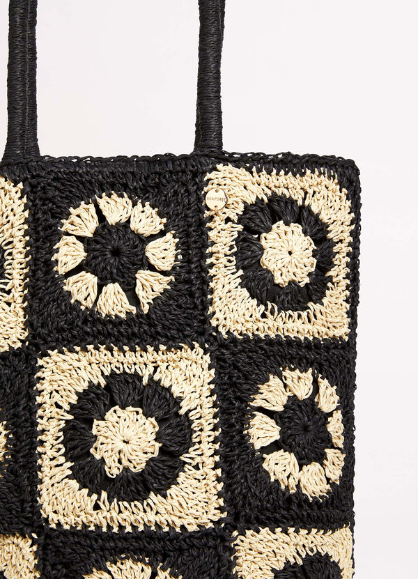 Crochet Tote - Black/Natural