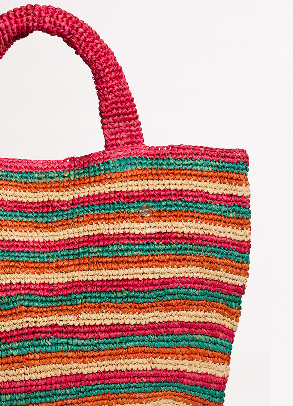 Stripe Woven Tote Bag - Multi