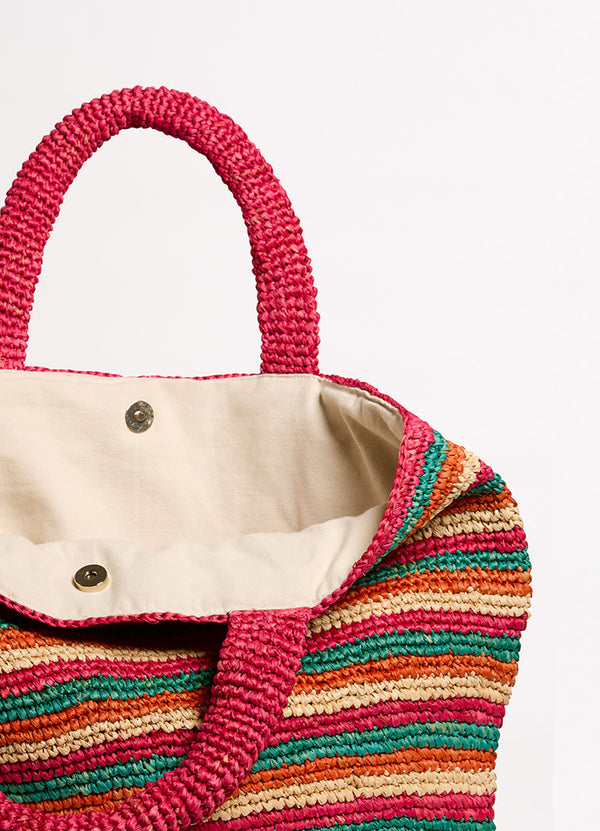 Stripe Woven Tote Bag - Multi