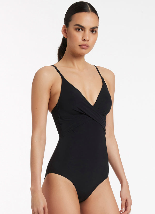 Jetset Cross Over Moulded One Piece - Black