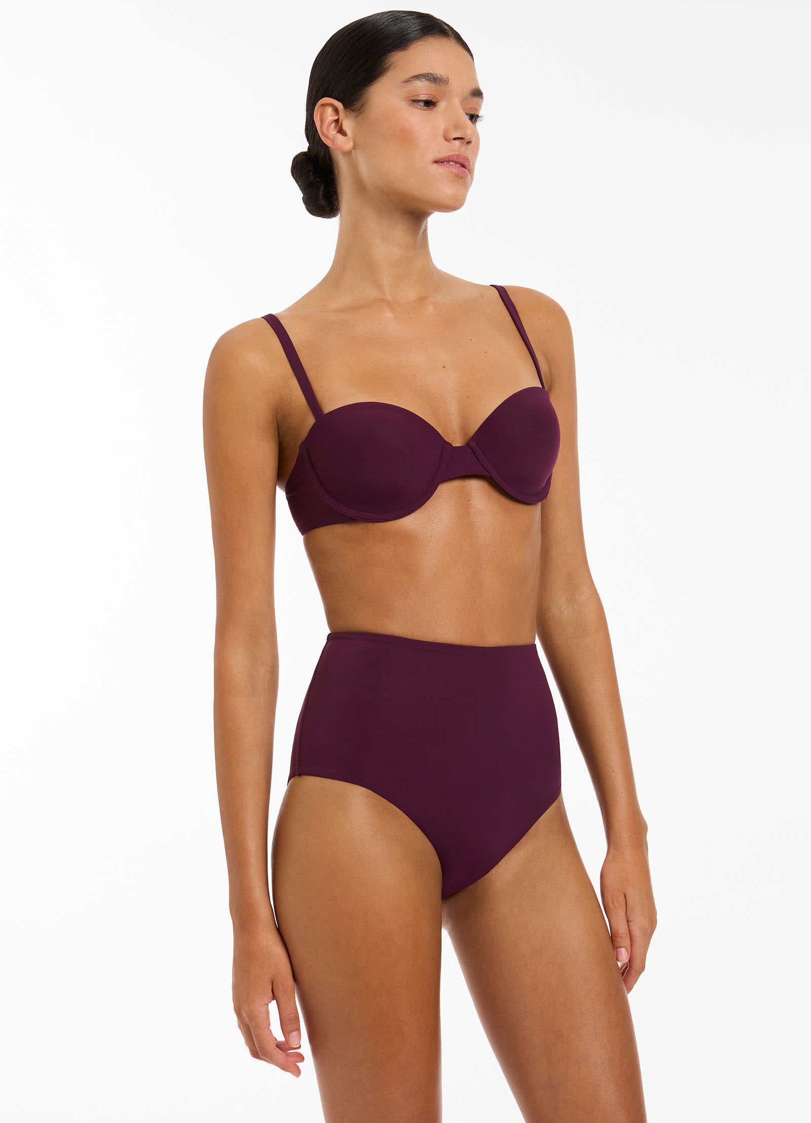 Maroon high sale waisted bikini bottoms