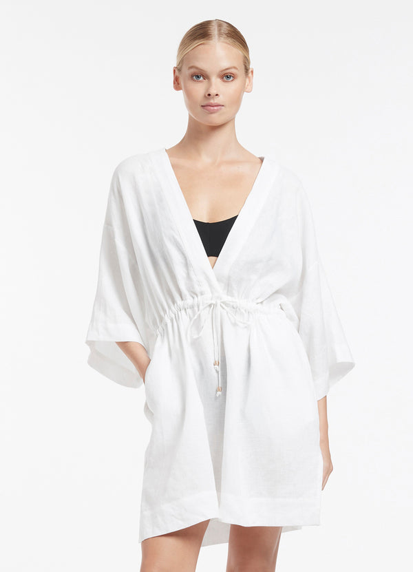 Jetset Gather Front Kaftan - White