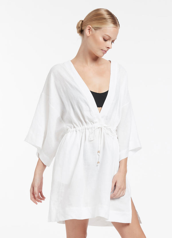 Jetset Gather Front Kaftan - White