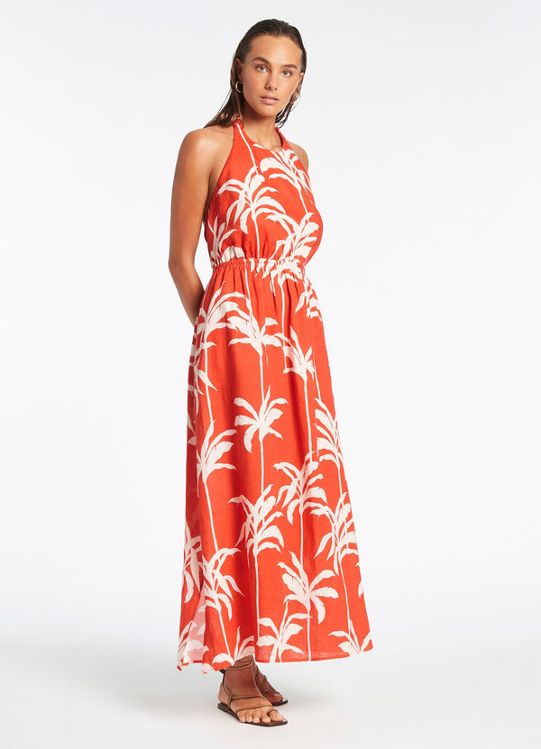 Palme Tie Back Maxi Dress - Cherry