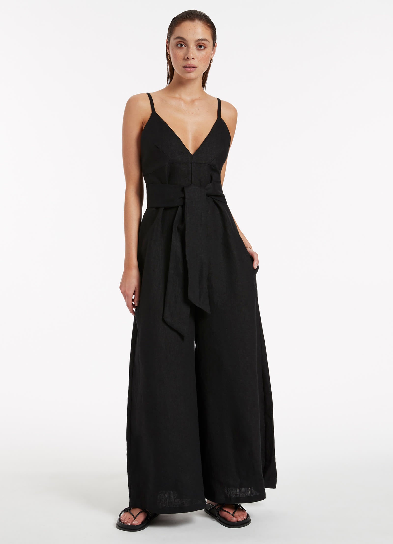 Jetset V-Neckline Jumpsuit - Black – Seafolly Singapore