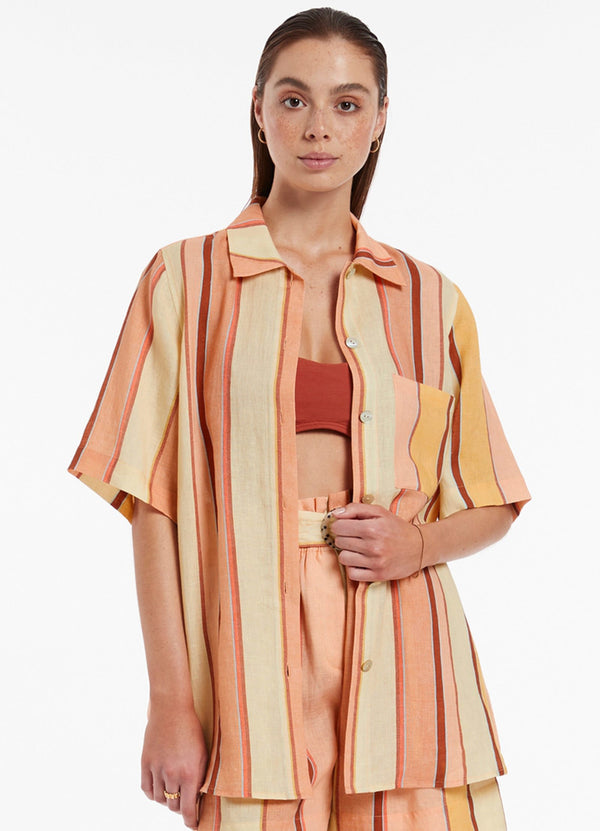 Fira Stripe Short Sleeve Shirt - Marigold