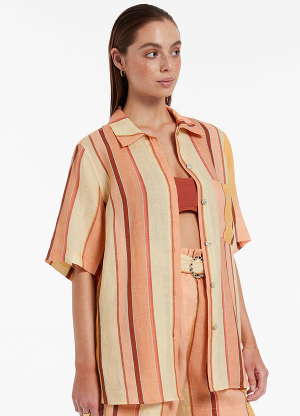 Fira Stripe Short Sleeve Shirt - Marigold