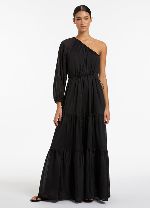 Jetset One Shoulder Maxi Dress  - Black